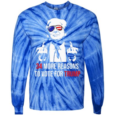 Convicted Felon 34 More Reasons To Vote For Trump Tie-Dye Long Sleeve Shirt