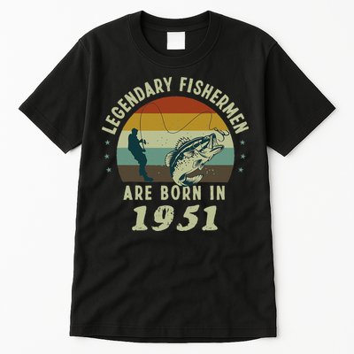 Cute Funny 70th Birthday Fishing Gift For 70 Year Old Fishermen Tall T-Shirt