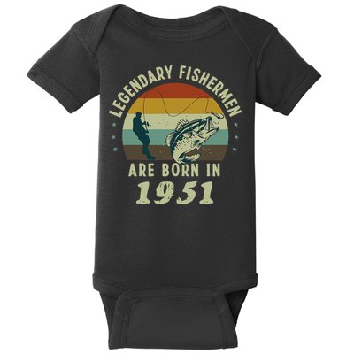 Cute Funny 70th Birthday Fishing Gift For 70 Year Old Fishermen Baby Bodysuit