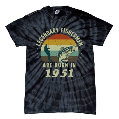 Cute Funny 70th Birthday Fishing Gift For 70 Year Old Fishermen Tie-Dye T-Shirt