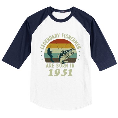 Cute Funny 70th Birthday Fishing Gift For 70 Year Old Fishermen Baseball Sleeve Shirt