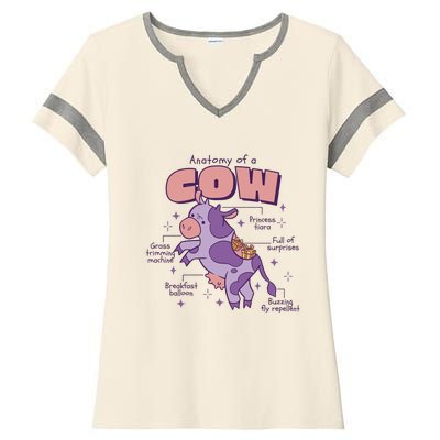 Cow Funny Anatomy Ladies Halftime Notch Neck Tee