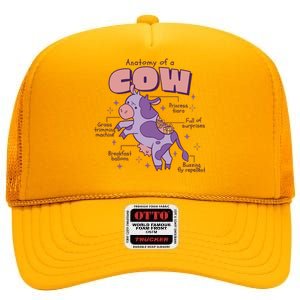 Cow Funny Anatomy High Crown Mesh Back Trucker Hat