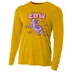 Cow Funny Anatomy Cooling Performance Long Sleeve Crew