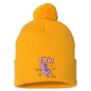 Cow Funny Anatomy Pom Pom 12in Knit Beanie