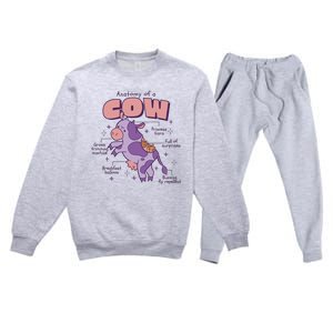 Cow Funny Anatomy Premium Crewneck Sweatsuit Set