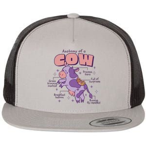 Cow Funny Anatomy Flat Bill Trucker Hat