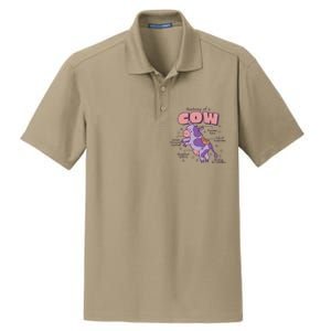 Cow Funny Anatomy Dry Zone Grid Polo