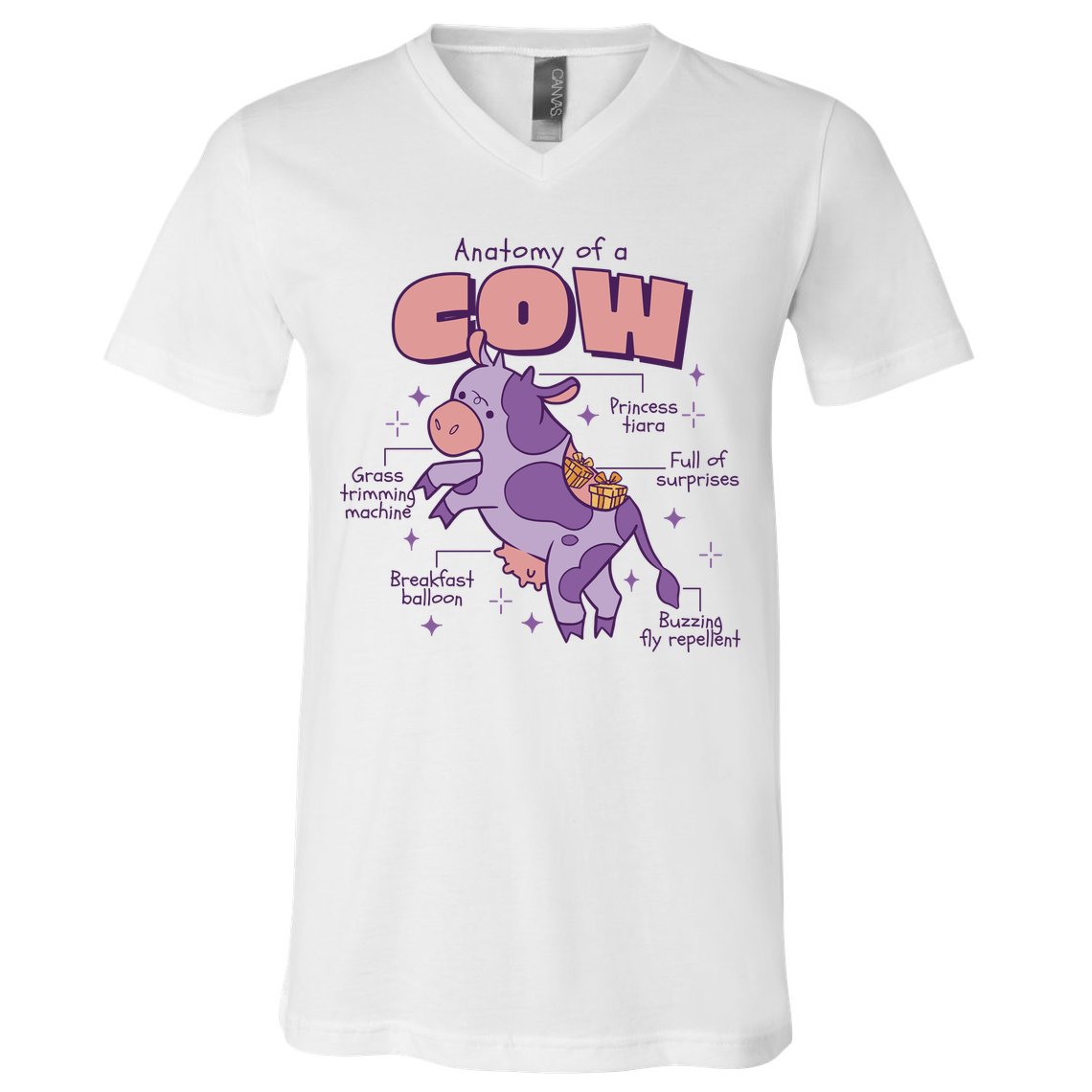 Cow Funny Anatomy V-Neck T-Shirt