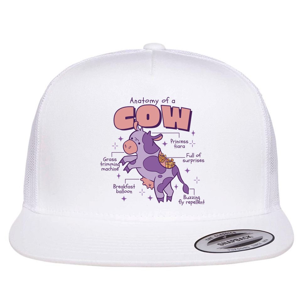 Cow Funny Anatomy Flat Bill Trucker Hat