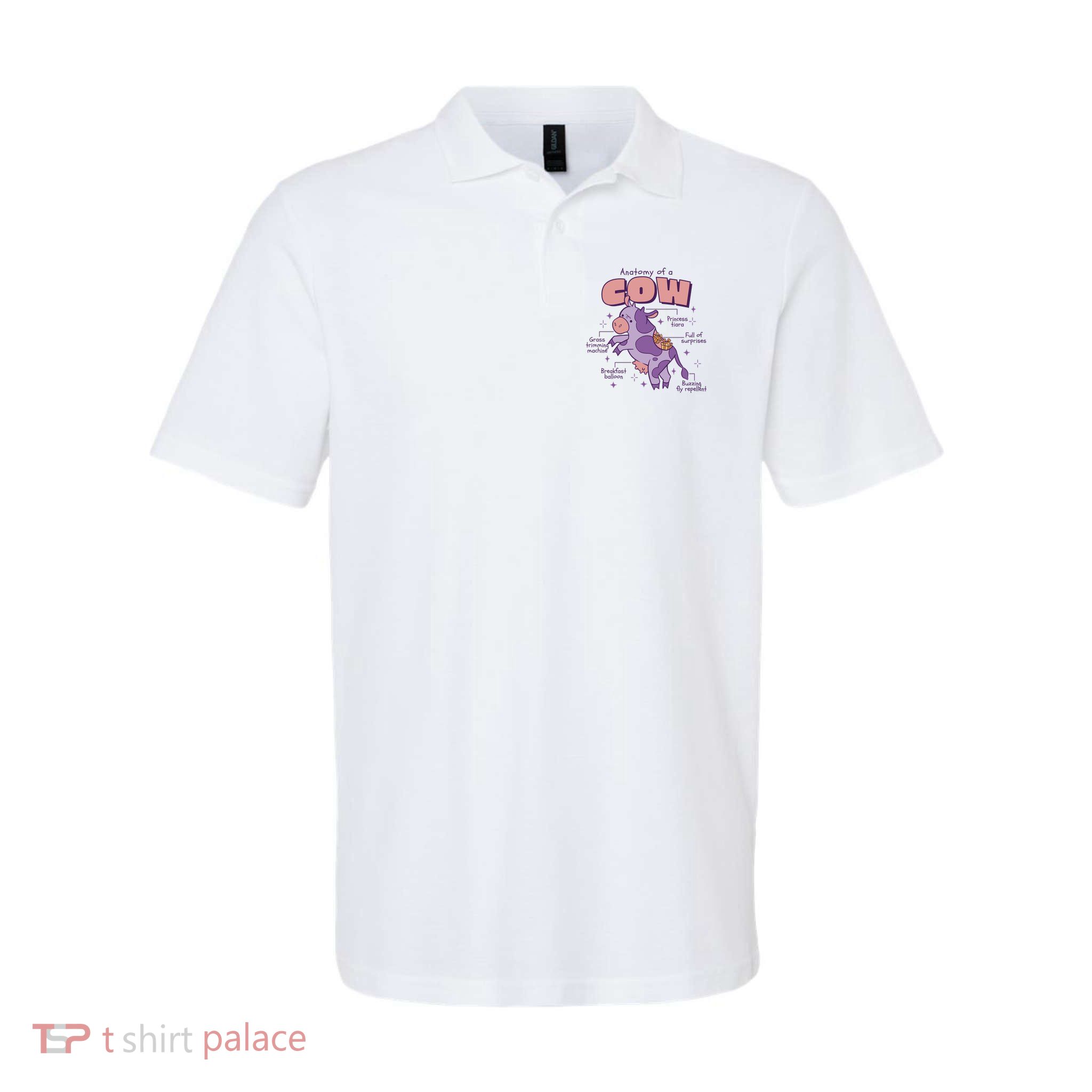 Cow Funny Anatomy Softstyle Adult Sport Polo