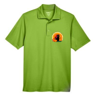 Cute Fall Autumn Lover Black Cat And Pumpkins Men's Origin Performance Pique Polo