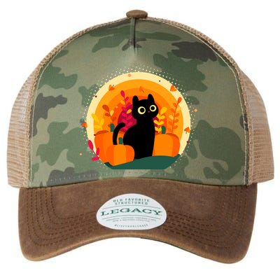 Cute Fall Autumn Lover Black Cat And Pumpkins Legacy Tie Dye Trucker Hat