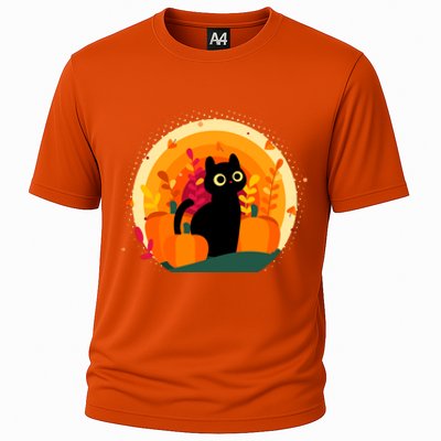 Cute Fall Autumn Lover Black Cat And Pumpkins Cooling Performance Crew T-Shirt