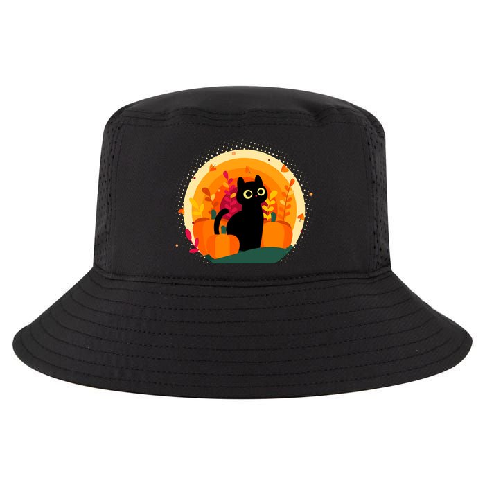 Cute Fall Autumn Lover Black Cat And Pumpkins Cool Comfort Performance Bucket Hat