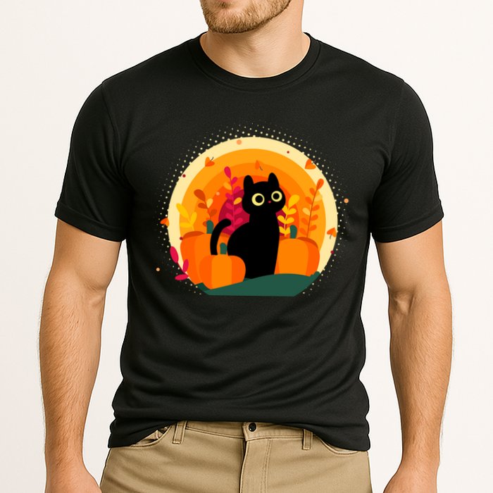 Cute Fall Autumn Lover Black Cat And Pumpkins Cooling Performance Crew T-Shirt