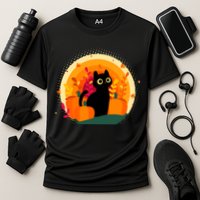 Cute Fall Autumn Lover Black Cat And Pumpkins Cooling Performance Crew T-Shirt