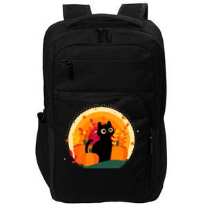 Cute Fall Autumn Lover Black Cat And Pumpkins Impact Tech Backpack