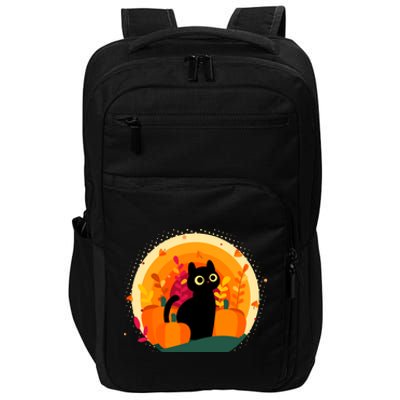 Cute Fall Autumn Lover Black Cat And Pumpkins Impact Tech Backpack