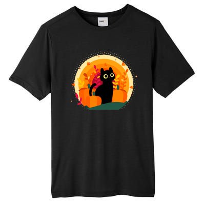 Cute Fall Autumn Lover Black Cat And Pumpkins Tall Fusion ChromaSoft Performance T-Shirt