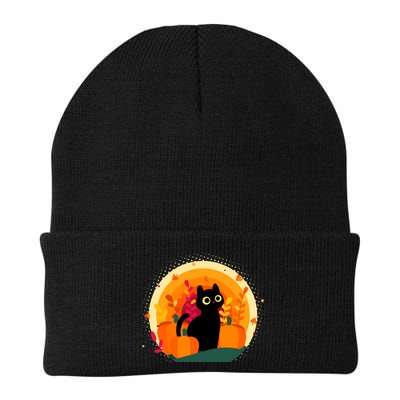 Cute Fall Autumn Lover Black Cat And Pumpkins Beanie