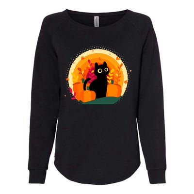 Cute Fall Autumn Lover Black Cat And Pumpkins Womens California Wash Sweatshirt