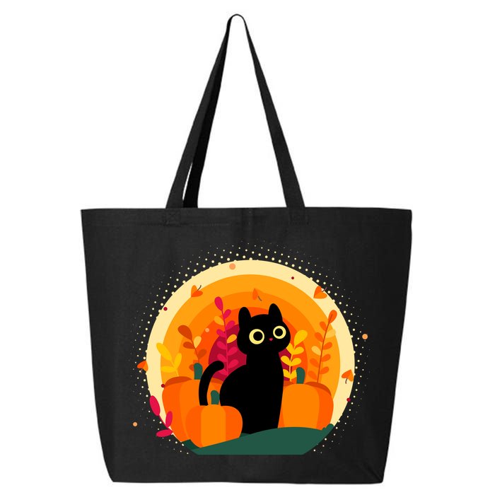 Cute Fall Autumn Lover Black Cat And Pumpkins 25L Jumbo Tote