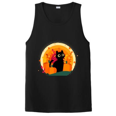Cute Fall Autumn Lover Black Cat And Pumpkins PosiCharge Competitor Tank