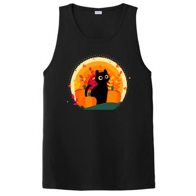 Cute Fall Autumn Lover Black Cat And Pumpkins PosiCharge Competitor Tank