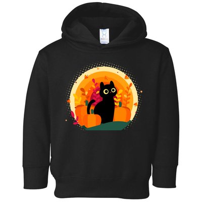 Cute Fall Autumn Lover Black Cat And Pumpkins Toddler Hoodie