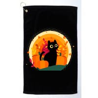 Cute Fall Autumn Lover Black Cat And Pumpkins Golf Towel