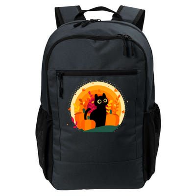 Cute Fall Autumn Lover Black Cat And Pumpkins Daily Commute Backpack