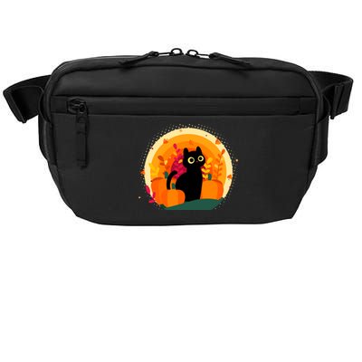 Cute Fall Autumn Lover Black Cat And Pumpkins Crossbody Pack