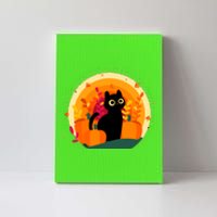 Cute Fall Autumn Lover Black Cat And Pumpkins Canvas