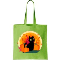 Cute Fall Autumn Lover Black Cat And Pumpkins Tote Bag