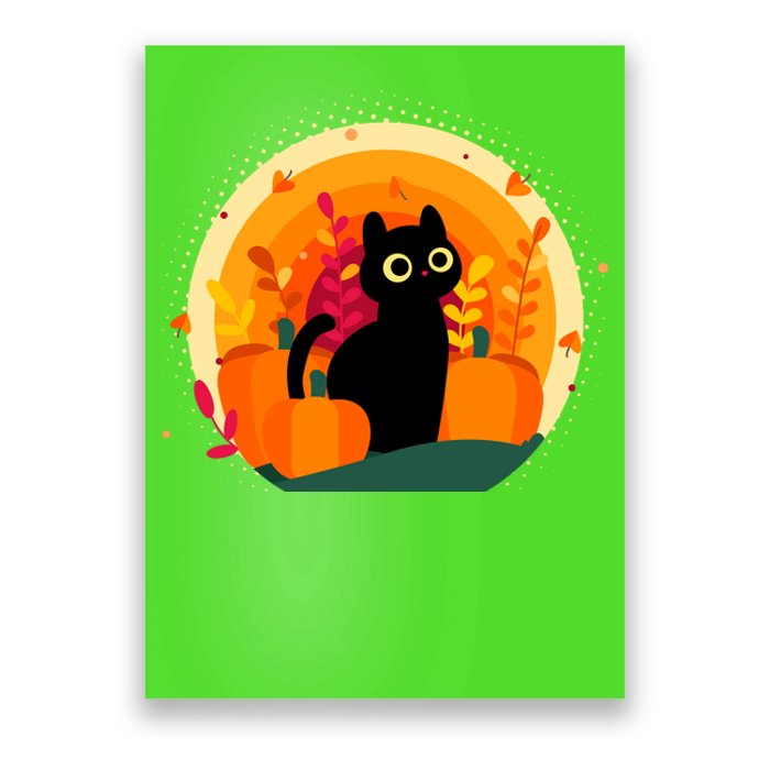 Cute Fall Autumn Lover Black Cat And Pumpkins Poster