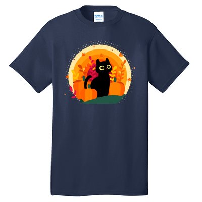 Cute Fall Autumn Lover Black Cat And Pumpkins Tall T-Shirt