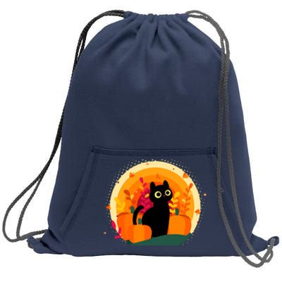 Cute Fall Autumn Lover Black Cat And Pumpkins Sweatshirt Cinch Pack Bag