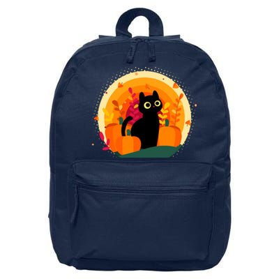 Cute Fall Autumn Lover Black Cat And Pumpkins 16 in Basic Backpack