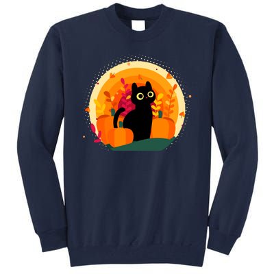 Cute Fall Autumn Lover Black Cat And Pumpkins Tall Sweatshirt