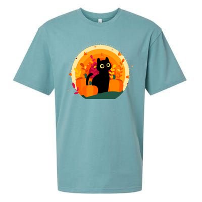 Cute Fall Autumn Lover Black Cat And Pumpkins Sueded Cloud Jersey T-Shirt