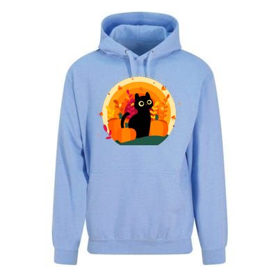 Cute Fall Autumn Lover Black Cat And Pumpkins Unisex Surf Hoodie