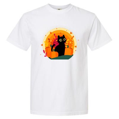 Cute Fall Autumn Lover Black Cat And Pumpkins Garment-Dyed Heavyweight T-Shirt