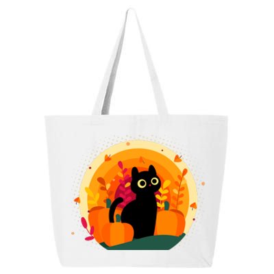 Cute Fall Autumn Lover Black Cat And Pumpkins 25L Jumbo Tote