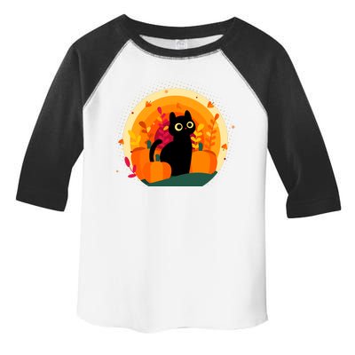 Cute Fall Autumn Lover Black Cat And Pumpkins Toddler Fine Jersey T-Shirt