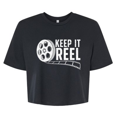 Cool Filmmaker Art For Men Women Movie Film Maker Keep Reel Bella+Canvas Jersey Crop Tee