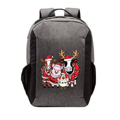 Cute Farm Animals Christmas Sweatshirt Santa Cow Pig Chicken Christmas Vector Backpack