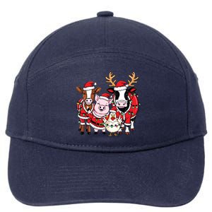 Cute Farm Animals Christmas Sweatshirt Santa Cow Pig Chicken Christmas 7-Panel Snapback Hat