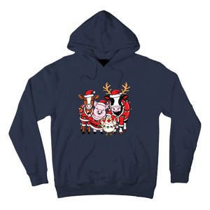 Cute Farm Animals Christmas Sweatshirt Santa Cow Pig Chicken Christmas Tall Hoodie