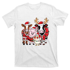 Cute Farm Animals Christmas Sweatshirt Santa Cow Pig Chicken Christmas T-Shirt